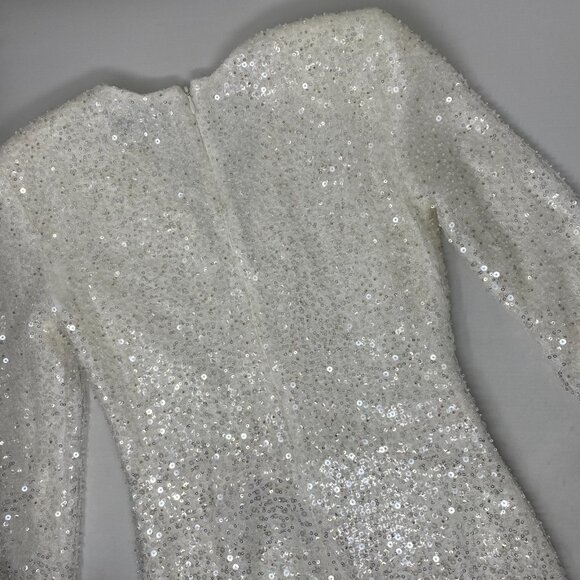 Nadine Merabi Leah White Sequin Dress Small - Picture 13 of 15